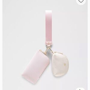 lululemon athletica Pink and Cream Dual Pouch Wristlet Wallet